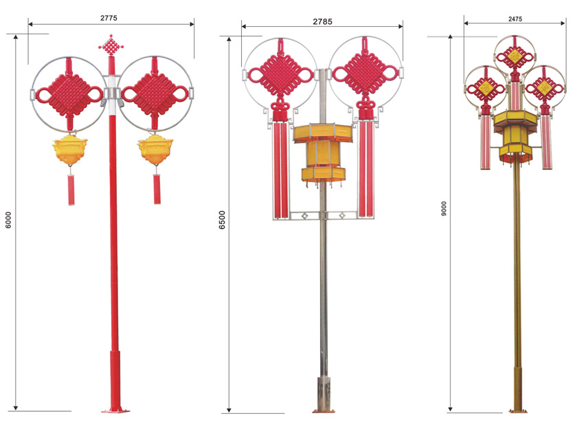 6米、9米高立桿中國(guó)結(jié)燈宮燈尺寸圖
